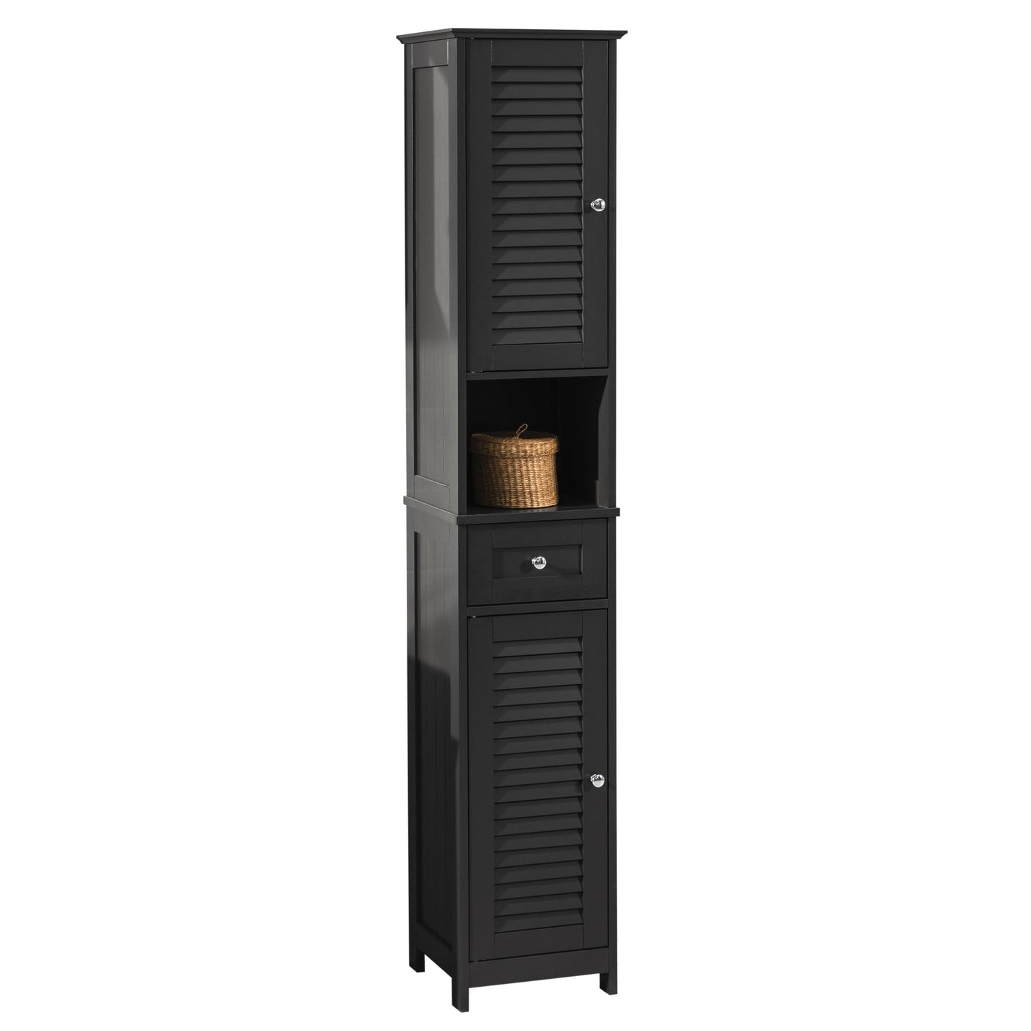 SoBuy FRG236-DG Meuble de salle de bain haut - Avec tiroirs - Noir - Bois - 32x30x170cm