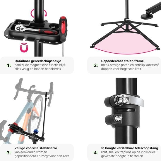 tectake® - Support de réparation de vélo support de montage de vélo e-bike Philipp - 402899