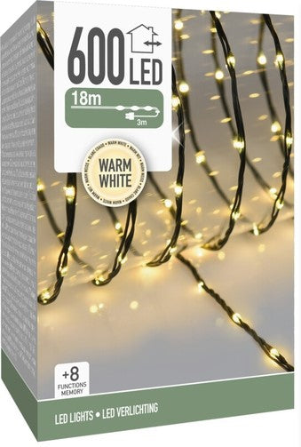 Koopman Guirlande lumineuse de Noël à LED blanc chaud 18 m - cordon noir - intérieur et extérieur