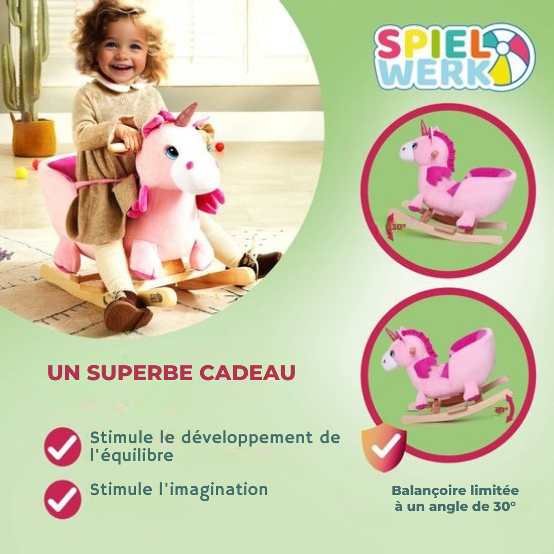 Spielwerk Rocking Chair Unicorn - Ceinture de sécurité à partir de 12m - Rose
