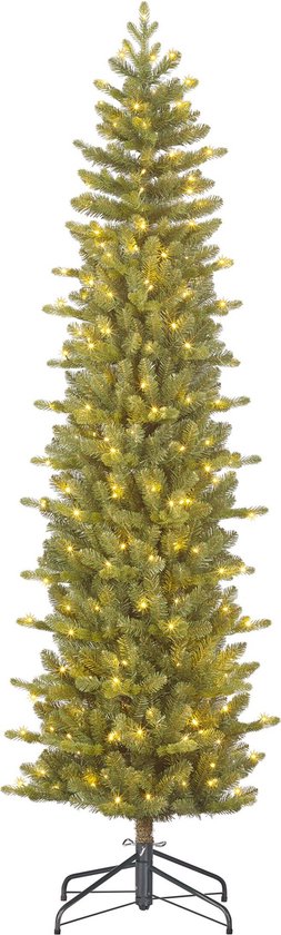 Black Box Trees Harma Narrow Artificial Christmas Tree with LED Lights - H185 x Ø63 cm - Vert