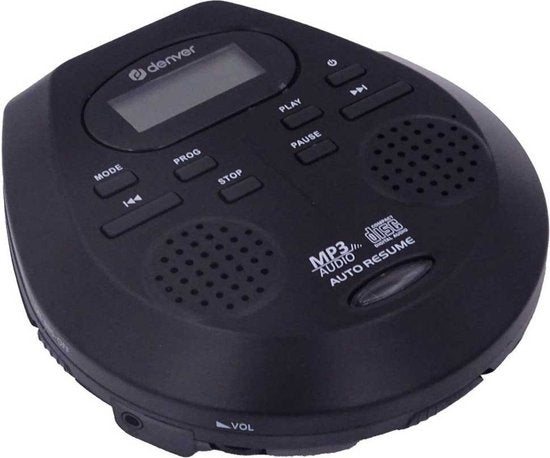 Lecteur CD et MP3 Denver Discman - Antichoc - Haut-parleurs intégrés - Ecouteurs inclus - CD, CD-R, CD-RW, MP3, écran LCD - DMP395 - Noir