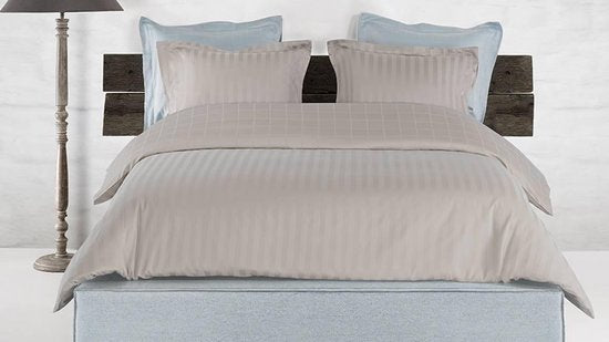 Housse de couette De Witte Lietaer en satin de coton Zygo - Format hôtel - 260 x 240 cm - Taupe