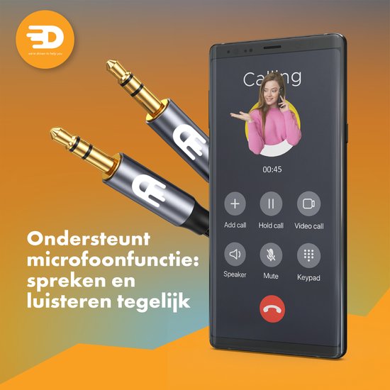 Drivv. Câble AUX 3,5 mm - Câble audio - plaqué or - mâle vers mâle - argent - 5 mètres