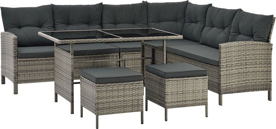 Ensemble de salon en polyrotan - Manacor - Gris