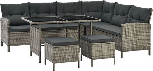 Ensemble de salon en polyrotan - Manacor - Gris