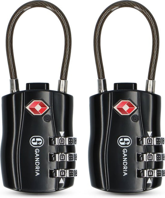 Cadenas de voyage Gandria - Serrure TSA - Serrure de voyage 2 pièces - Cadenas à 3 chiffres - Serrure de bagage à 3 chiffres - Acier allié au zinc