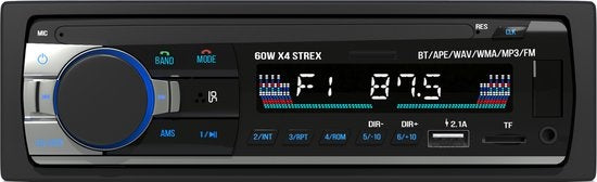 Autoradio Bluetooth - Strex - Compatible tous véhicules - USB -  AUX - Mains libres - Noir