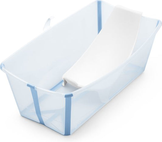 Baignoire Stokke Flexi Bath (Ocean Blue) avec support pour nouveau-nés - Durable et facile à ranger - Pratique à la maison ou en voyage - Pour les bébés et les tout-petits jusqu'à 4 ans