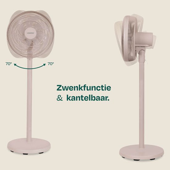 Ventilateur de sol VONROC - 3 vitesses – télécommande incluse - minuterie - réglable sur 3 hauteurs - beige