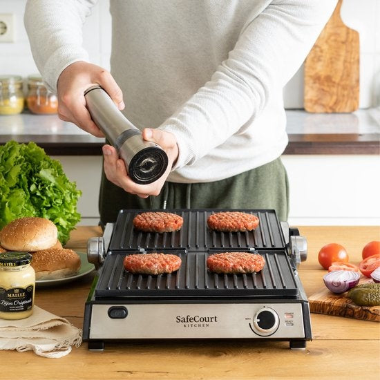 Grill 3 en 1 - Safecourt Kitchen - Grill multifonctions - Plaques amovibles - 2000W - noir