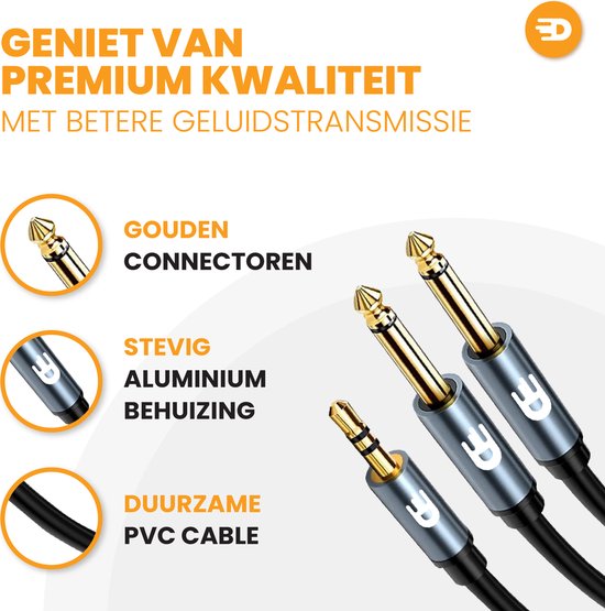 Drivv. Câble Premium 3.5 mm Jack vers Dual 6.35 mm - 2 mètres