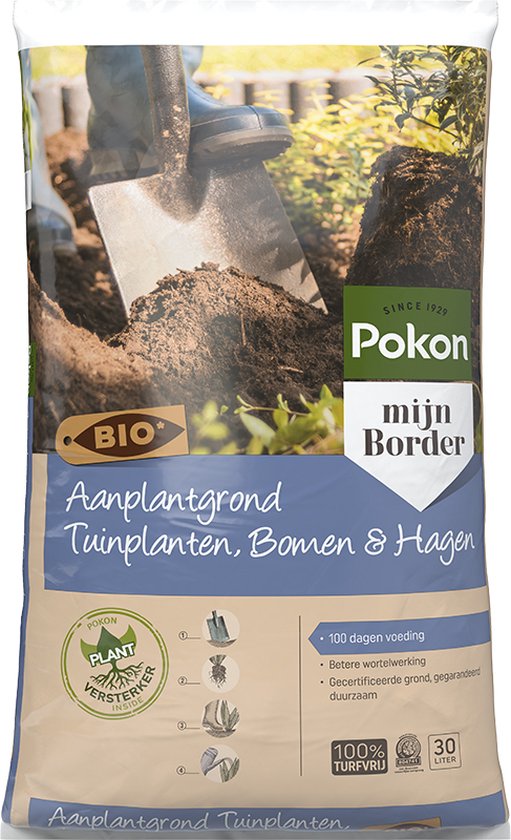 Pokon Bio : terreau de plantation pour plantes de jardin, arbres et haies - 30 l - 100 jours de nutriments - sans tourbe
