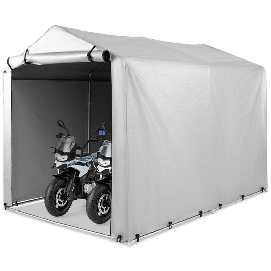 Coast 160 x 218 x 164 cm Gris Rangement pour vélos extérieur et garage portable avec porte à fermeture éclair enroulable