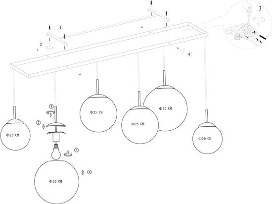 Steinhauer - lampe suspendue - Bollique LED - noir - verre métal - lampe design - E27 - 3499ZW