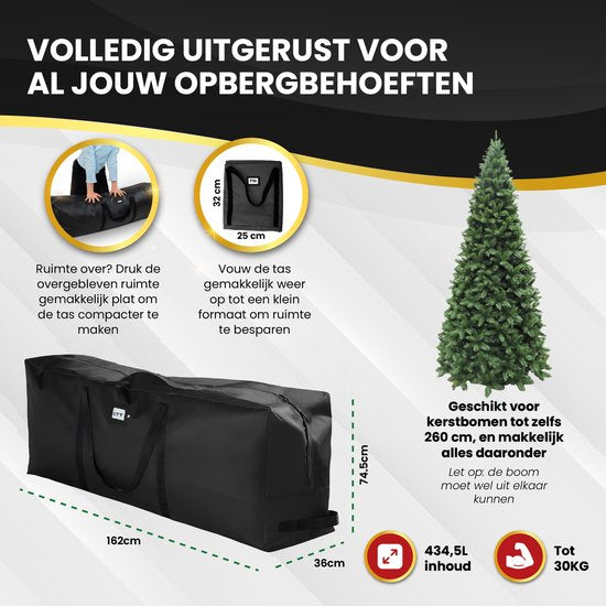 Sac de rangement pour sapin de Noël TTD® Noir - 434 L - Tissu Oxford 600D - Boîte de rangement