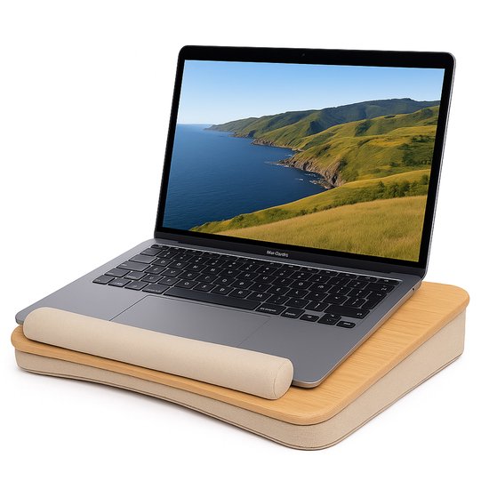 Coussin pour ordinateur portable - Lap table - Ajustable - Support pour travailler à la maison - Table de lit - Plateau pour ordinateur portable et support pour tablette - Bambou