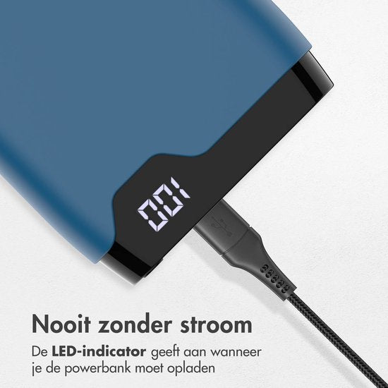 Batterie externe - imoshion - 20000 mAh - Chargeur rapide 22,5W - USB C & USB A - Powerbank adapté à iOS/Android - Bleu foncé