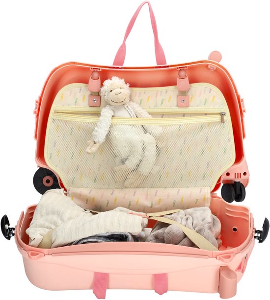 Valise Zebra Trends Ranger pour enfants - Bagage à main - Enfants - Valise avec siège - Rose