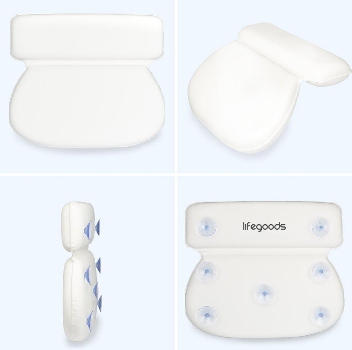 LifeGoods Coussin de bain - avec ventouses antidérapantes - pour bain et jacuzzi - Blanc