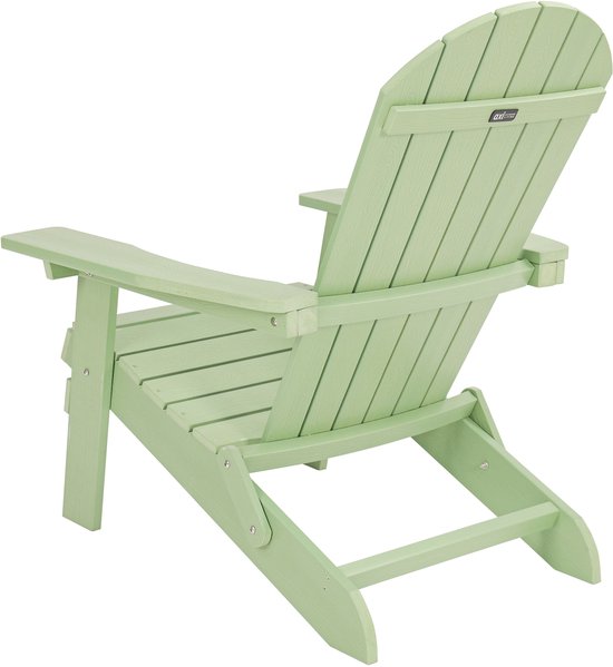 Chaise AXI Claire Adirondack vert pastel – Chaise de jardin en plastique avec accoudoirs – Pliable – Dossier haut – Chaise de jardin – 84,5 x 77 x 95,5 cm – Durable et résistante aux intempéries