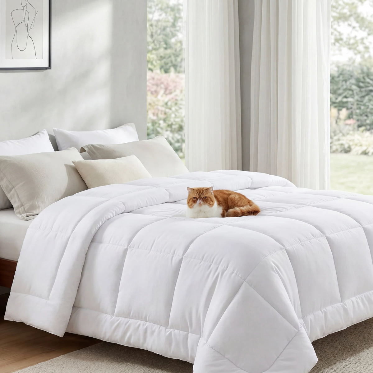 Couette 4 saisons Bedsure 155 x 220 cm - Certifiée Oeko-Tex - Blanche