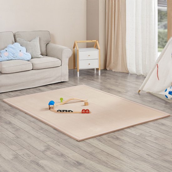 Tapis de jeu velouté / Tapis d'enfant Maila - 200 x 150 cm - Beige