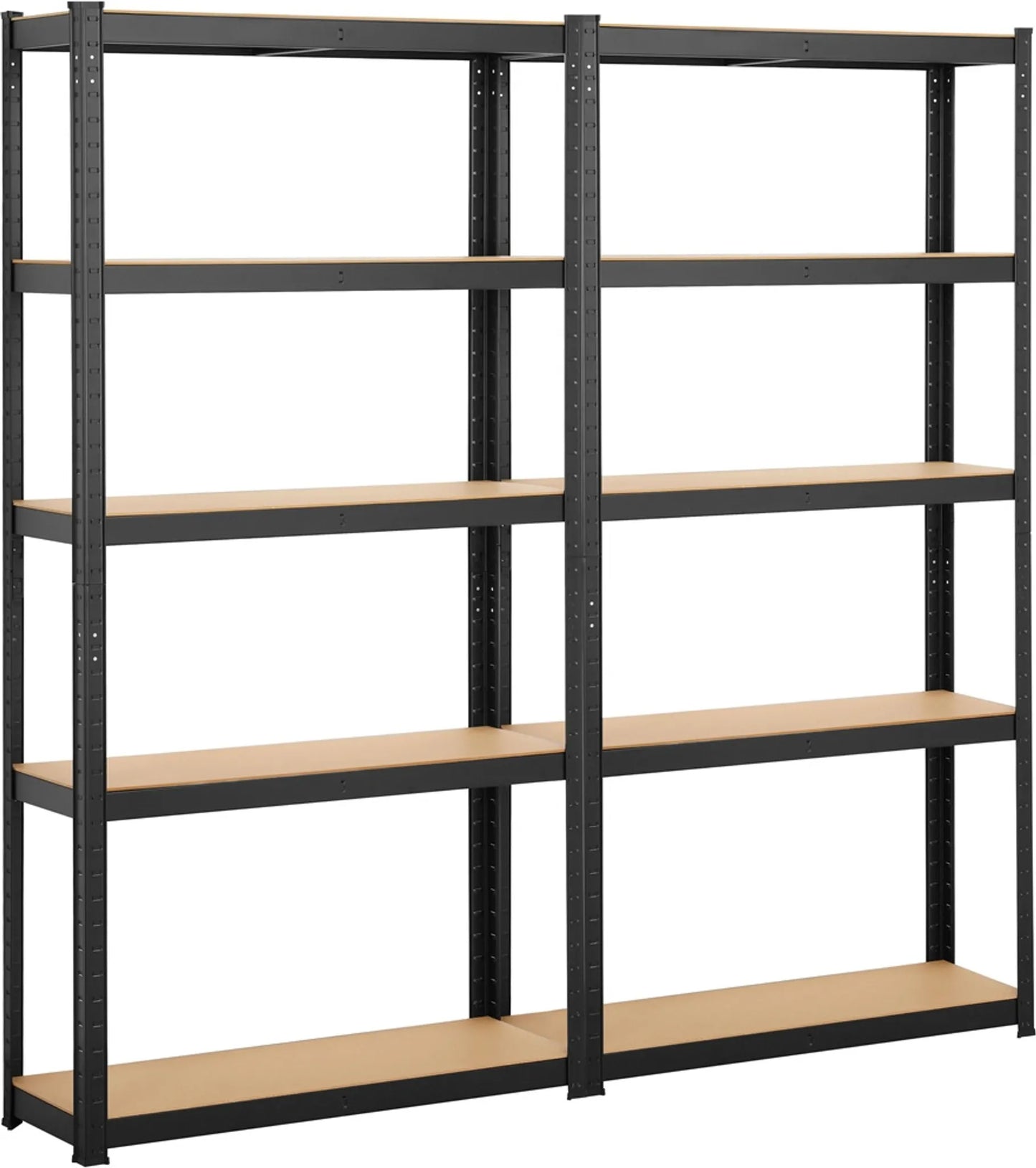 Yaheetech Armoire à rayonnages avec 5 étagères - 90 x 30 x 180 cm - équipée de niveaux réglables en MDF, d'un système de fixation sans vis et de renforts d'angle - pour garage, entrepôt et cave - métal noir et MDF E1