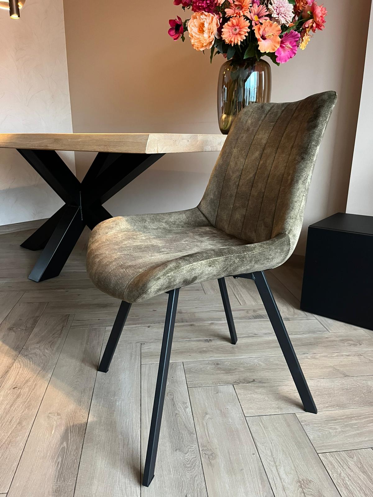 Furniture31 Riva Chairs Dining - Duopack - Luxe Velvet - Metal Frame - Green