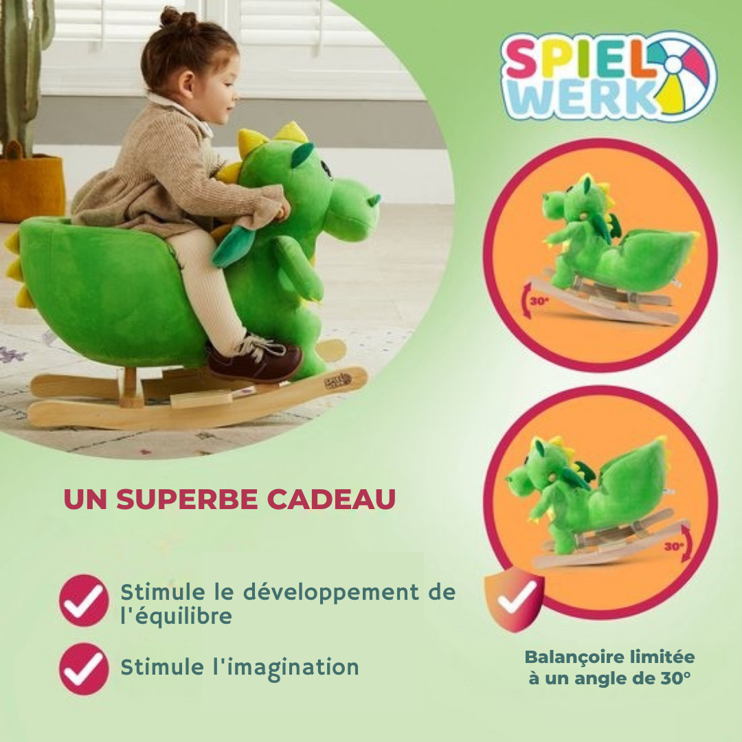 Spielwerk Fauteuil à bascule enfant dino avec ceinture de sécurité