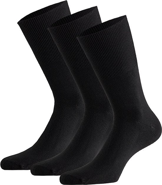 Chaussettes pour diabétiques - Chaussettes sans couture et sans compression - 3 paires - Noir - Taille 39-42 - Chaussettes Modal Antipress - Chaussettes médicales - Chaussettes sans élastiques