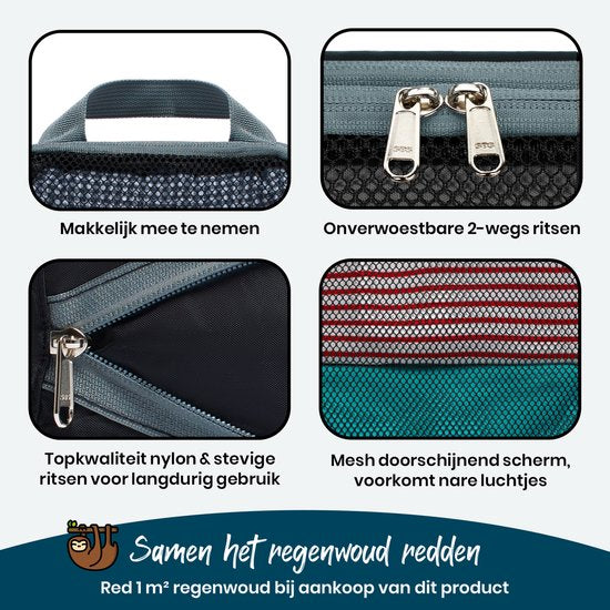 Cube de rangement avec fermeture éclair de compression - Cube de compression séparé - S - Maille noire | Sunflake