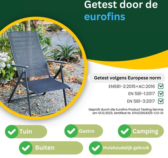 Albatros Aruba Garden Chairs Set of 2 - Chaises de jardin pliantes avec structure métallique robuste et grande capacité de charge - Chaises pliantes confortables également comme chaises de terrasse ou chaises de balcon