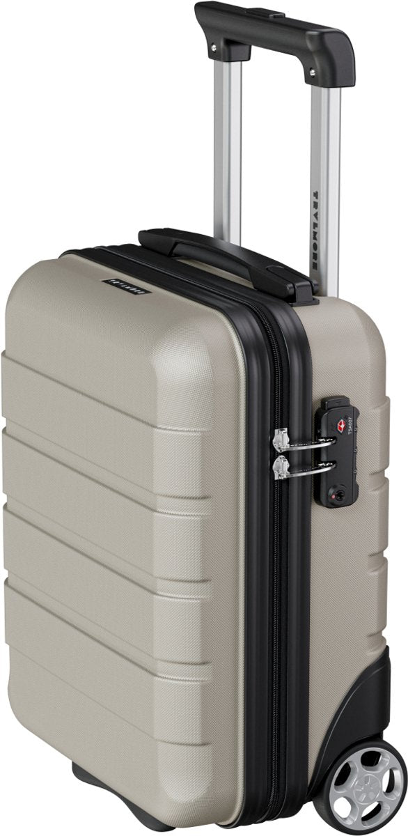 Valise cabine TRVLMORE 40 x 30 x 20 cm – 24 L – Se range sous le siège – Serrure TSA – 2 roulettes – Couleur champagne