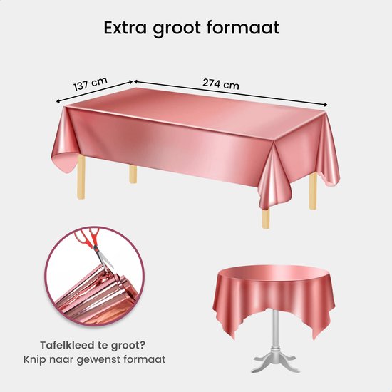 Partizzle 2 sets de nappes en plastique jetables or rose - Décorations pour anniversaires, mariages et fêtes de fin d'année - Décorations de fête - 274 x 137 cm
