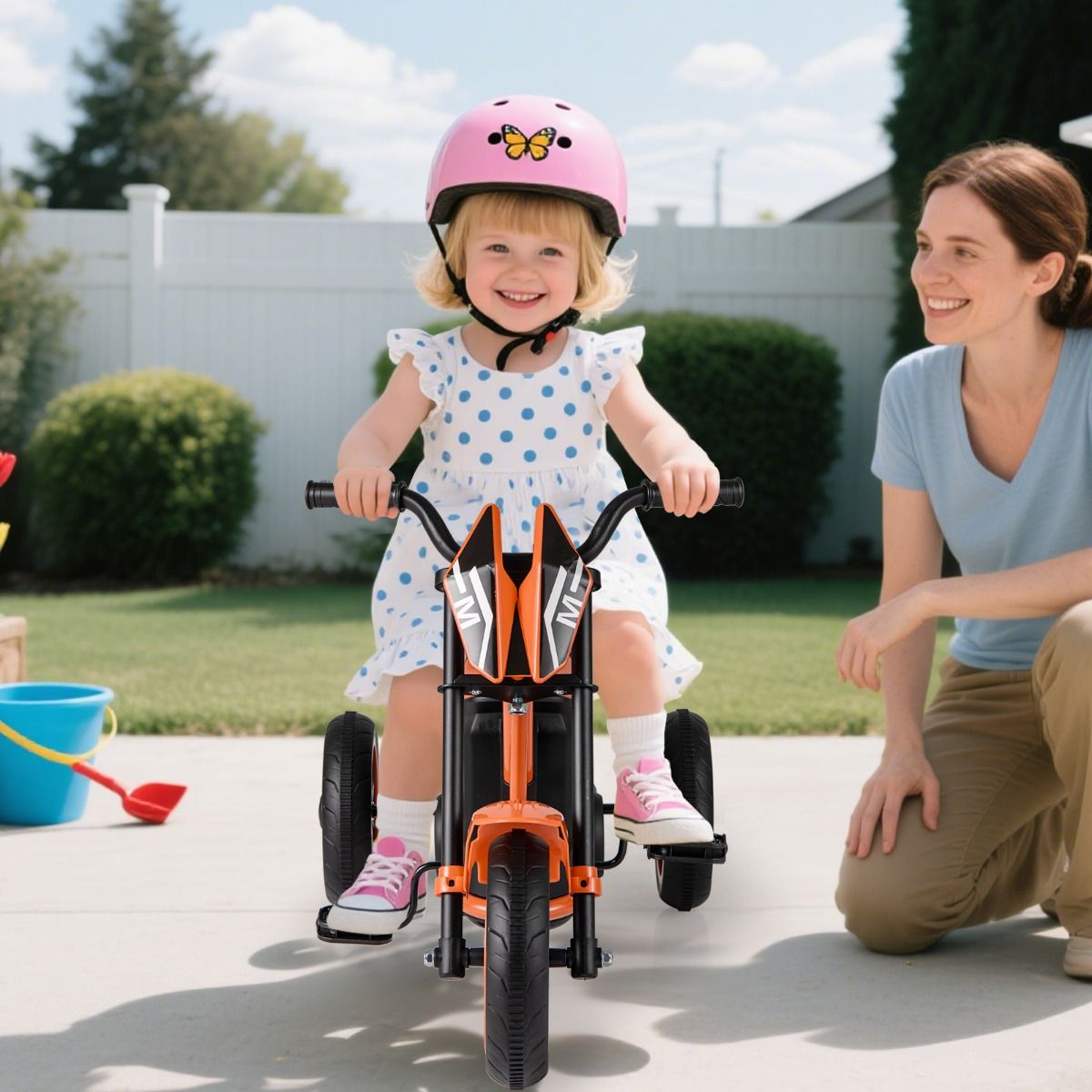Tricycle pour enfants Coast - cadre triangulaire stable - limiteur de braquage - orange