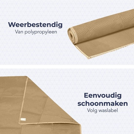 LifeGoods Tapis d'extérieur - 152x230CM - Tapis de jardin - Sac de transport inclus - Beige