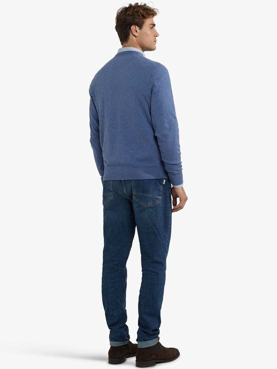 Pull McGregor en laine mérinos, col en V, bleu vintage - Taille 3XL - Homme - Pulls