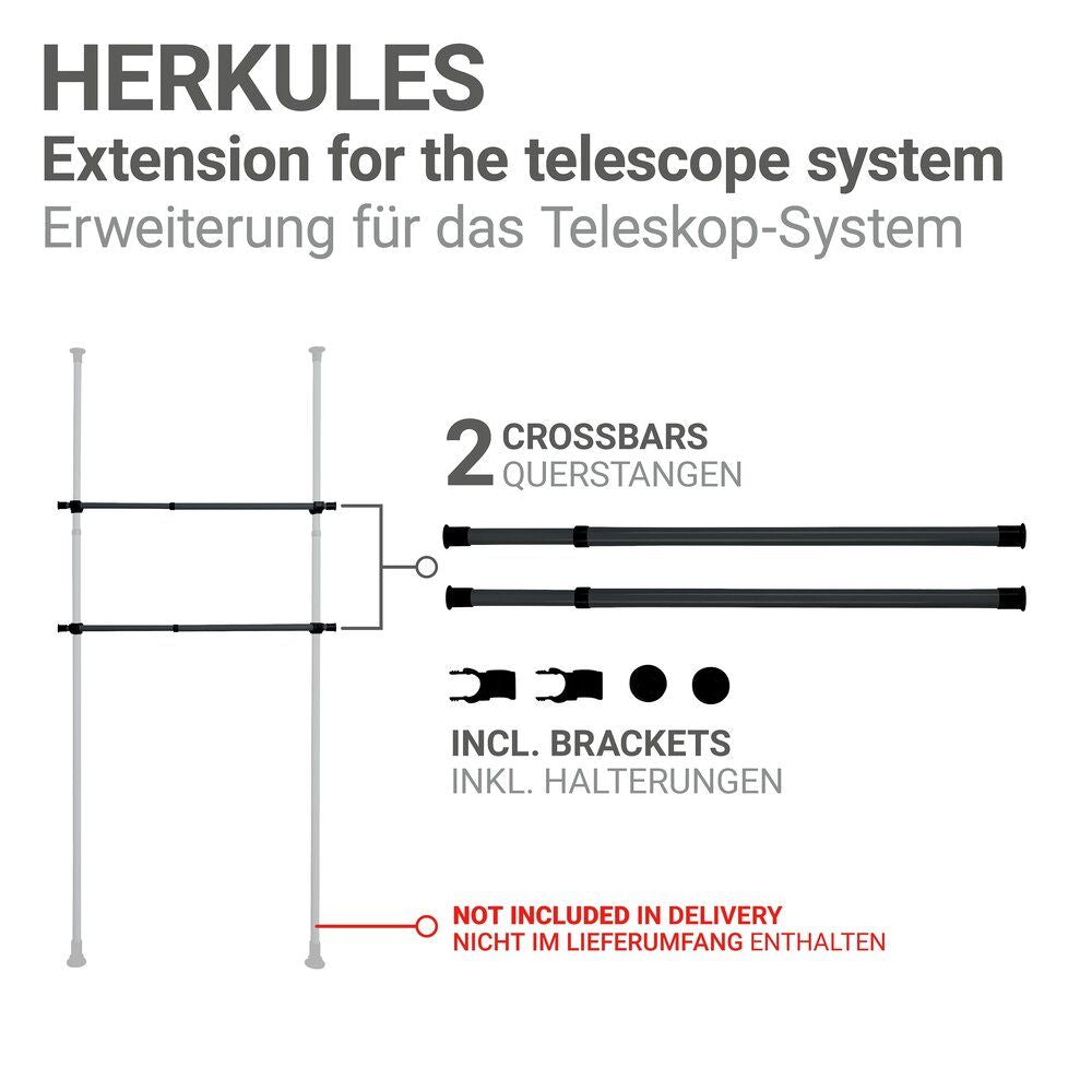Tringles à vêtements WENKO Herkules noires - 2 pièces - Réglables de 75 à 120 cm