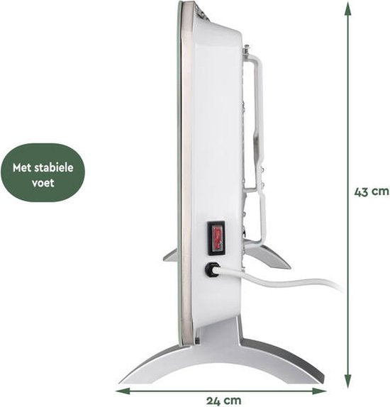 BRASQ Smart Convector Heater White - Chauffage électrique - Chauffage avec WiFi jusqu'à 2000 Watts - 2 réglages - Résistant à l'eau - jusqu'à 20M2