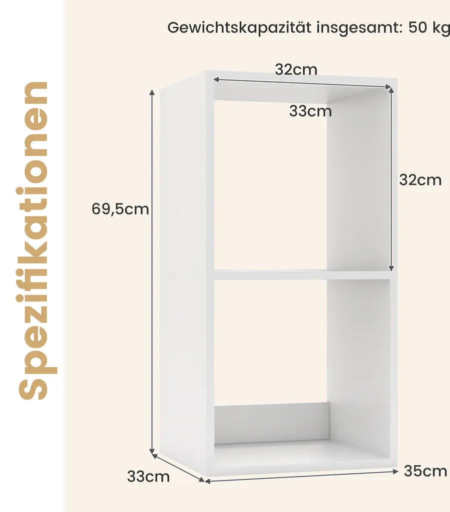 Coast Bookcase White - Meuble cubique à 2 tiroirs - 35 x 33 x 69,5 cm