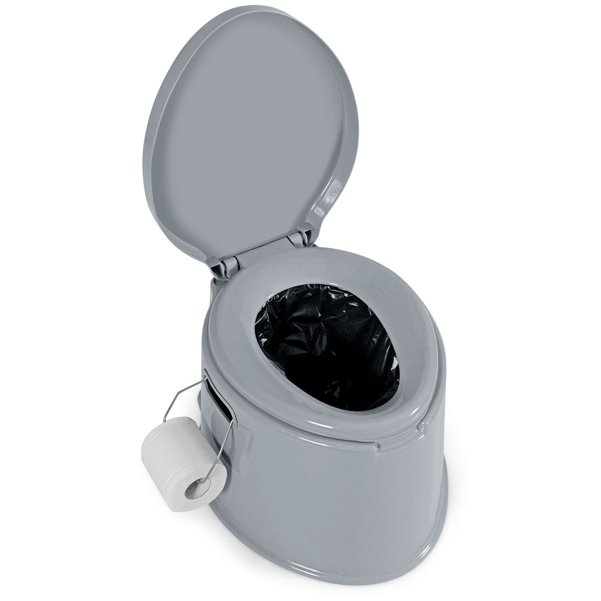 Coast Toilet Bowl portable pour le voyage - Seau intérieur amovible - Porte-papier hygiénique - 41 x 49 x 34 cm - Gris