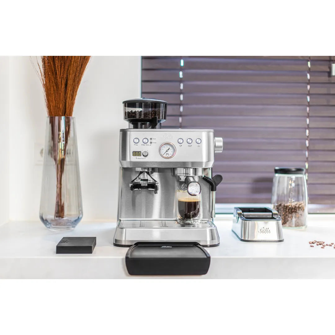 Machine à espresso avec moulin à café antistatique - Solis Grind & Infuse Perfetta 1019 - Argent