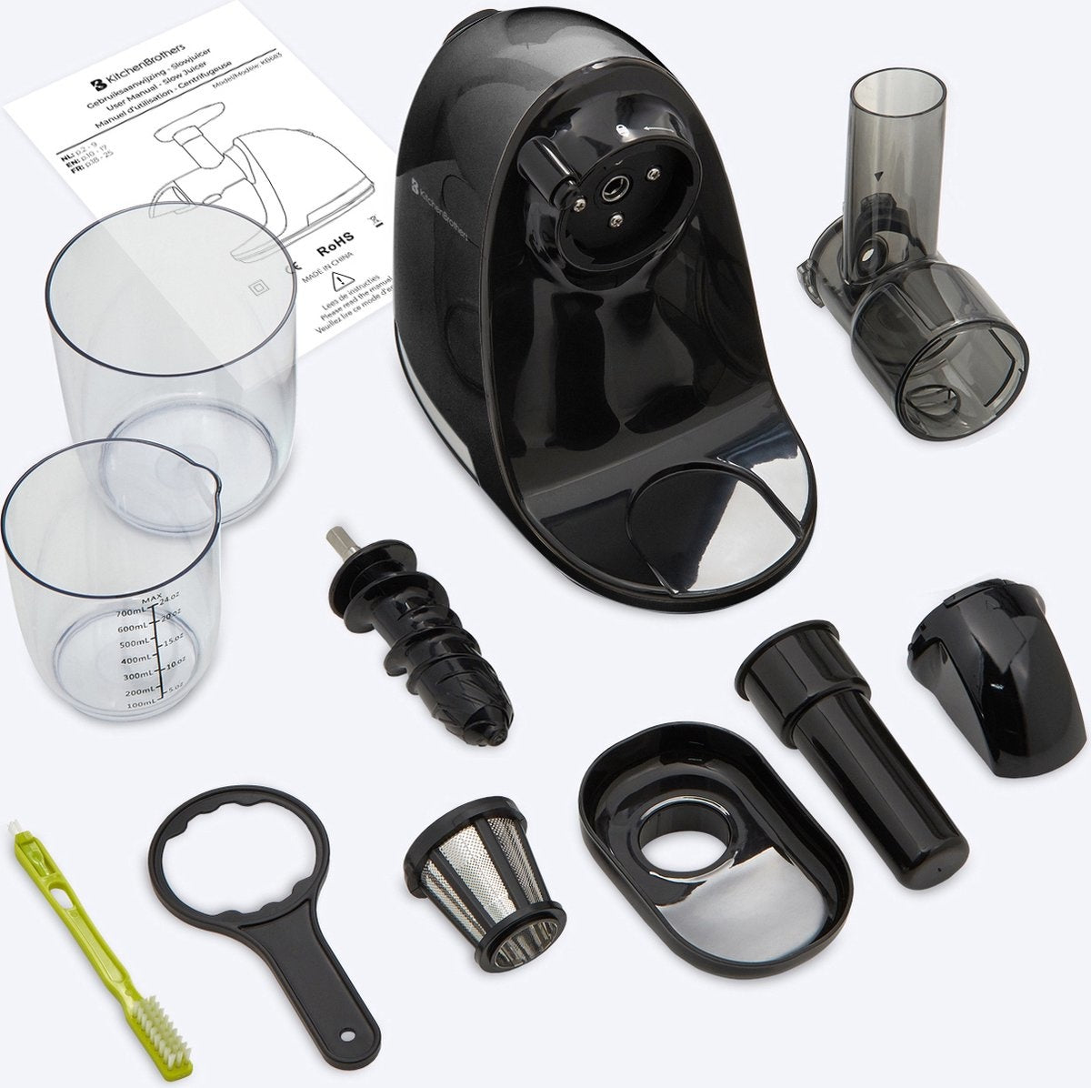 Extracteur de jus - KitchenBrothers - fruits et légumes 700ml - Noir