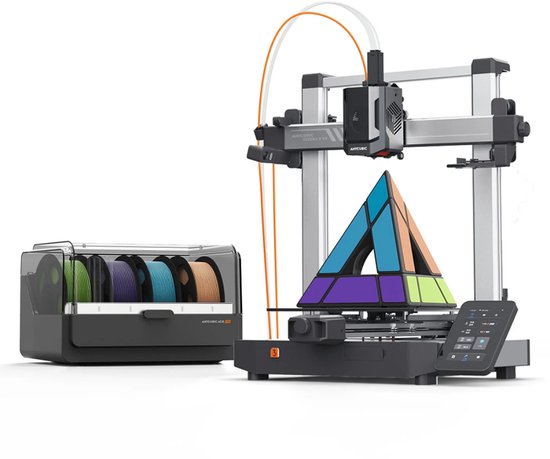 Imprimante 3D Anycubic Kobra 3 V2 Combo – ACE Pro Multicolor 4/8 couleurs – Vitesse de 600 mm/s – Nivellement automatique LeviQ 3.0 – Volume d'impression de 255 × 255 × 260 mm – Compensation des vibrations – Caméra 720p – Prête à l'impression