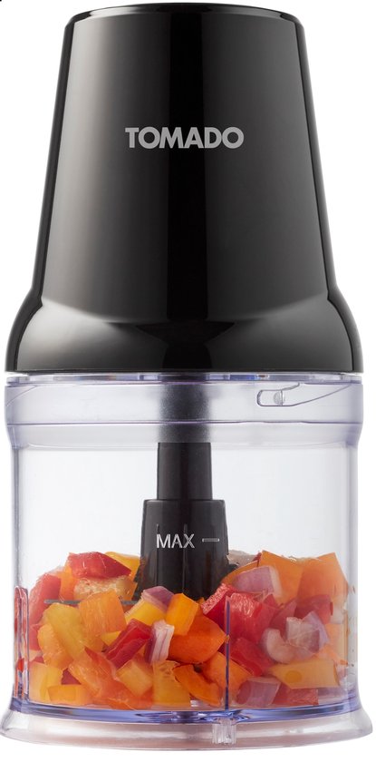 Tomado TCH2001B - Hachoir - 360 ml - 2 lames en acier inoxydable - 400 watts - Coupe, hache et mélange - Noir