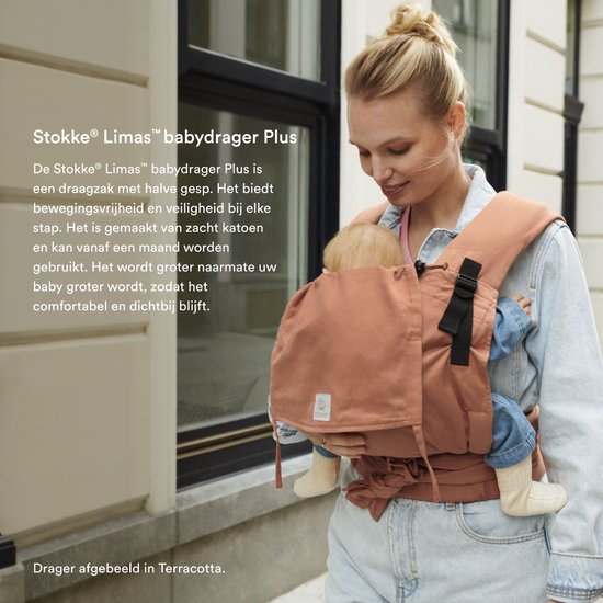 Stokke Limas Carrier Plus, noir - Version 2023 (OCS) - Porte-bébé à demi-boucle - Trois positions de portage - Convient aux bébés de 1 mois / 4 kg à 18 kg