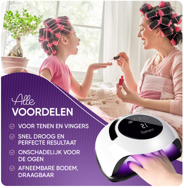 Rostem 120 Watt UV LED Nail Dryer - Nail Lamp - Perfectly Cured Nail Gel Paint - LED Lamp - Long Cord - White