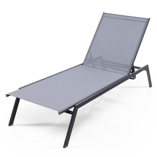 Chaise longue d'extérieur réglable Coast - 6 positions - Tissu à séchage rapide - Gris