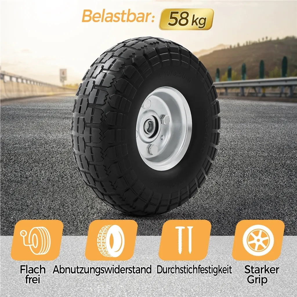 Yaheetech - Lot de 2 roues en PU massif - Ø 255 x 80 mm - Roues de diable anti-crevaison avec axe de 16 mm